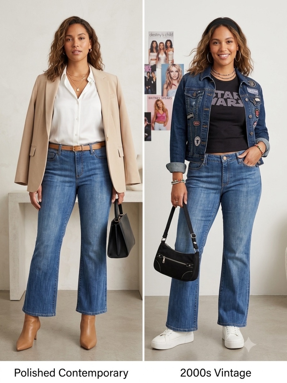 Seven7 Women's Mid-Rise Flare Jeans in Blue Wash early 2000s vibe